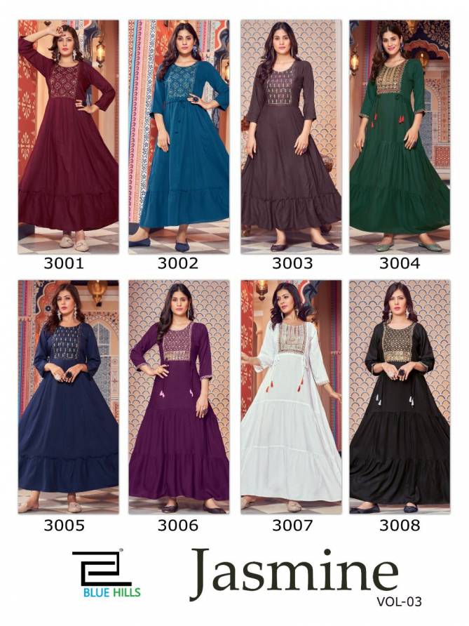 Blue Hills Jasmine 3 Designer Wholesale Anarkali Kurti Collection